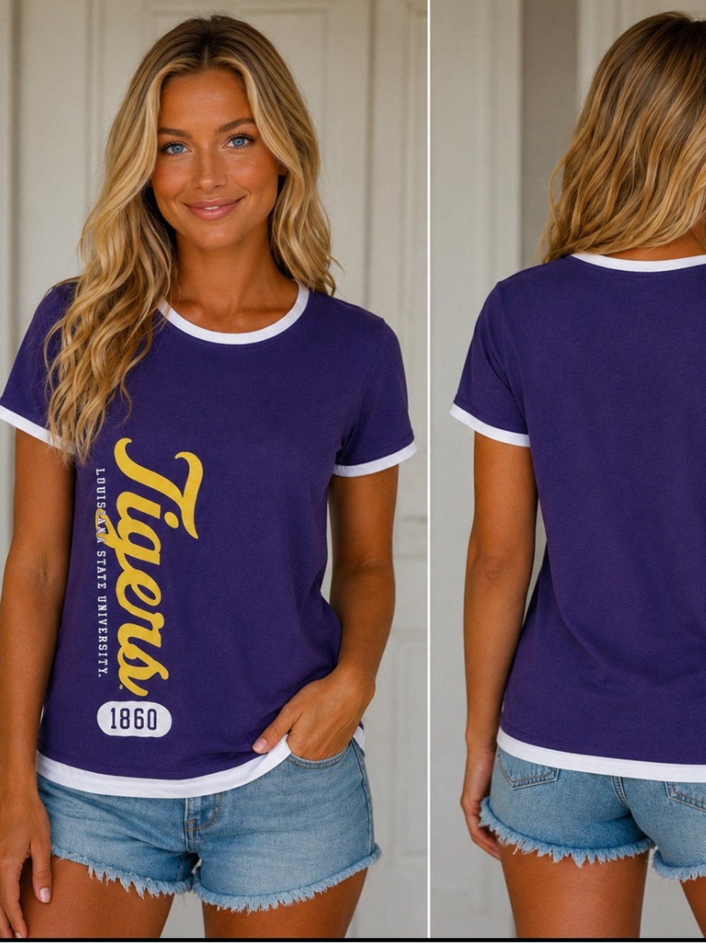 LSU Tigers T-Shirt Women's Sz M & Large